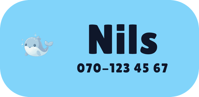 Personlig namnlapp med namnet Nils